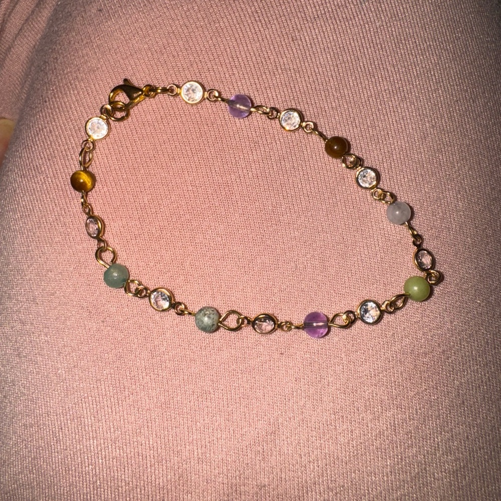 Handcrafted Natural stone Gold Plated Bracelet